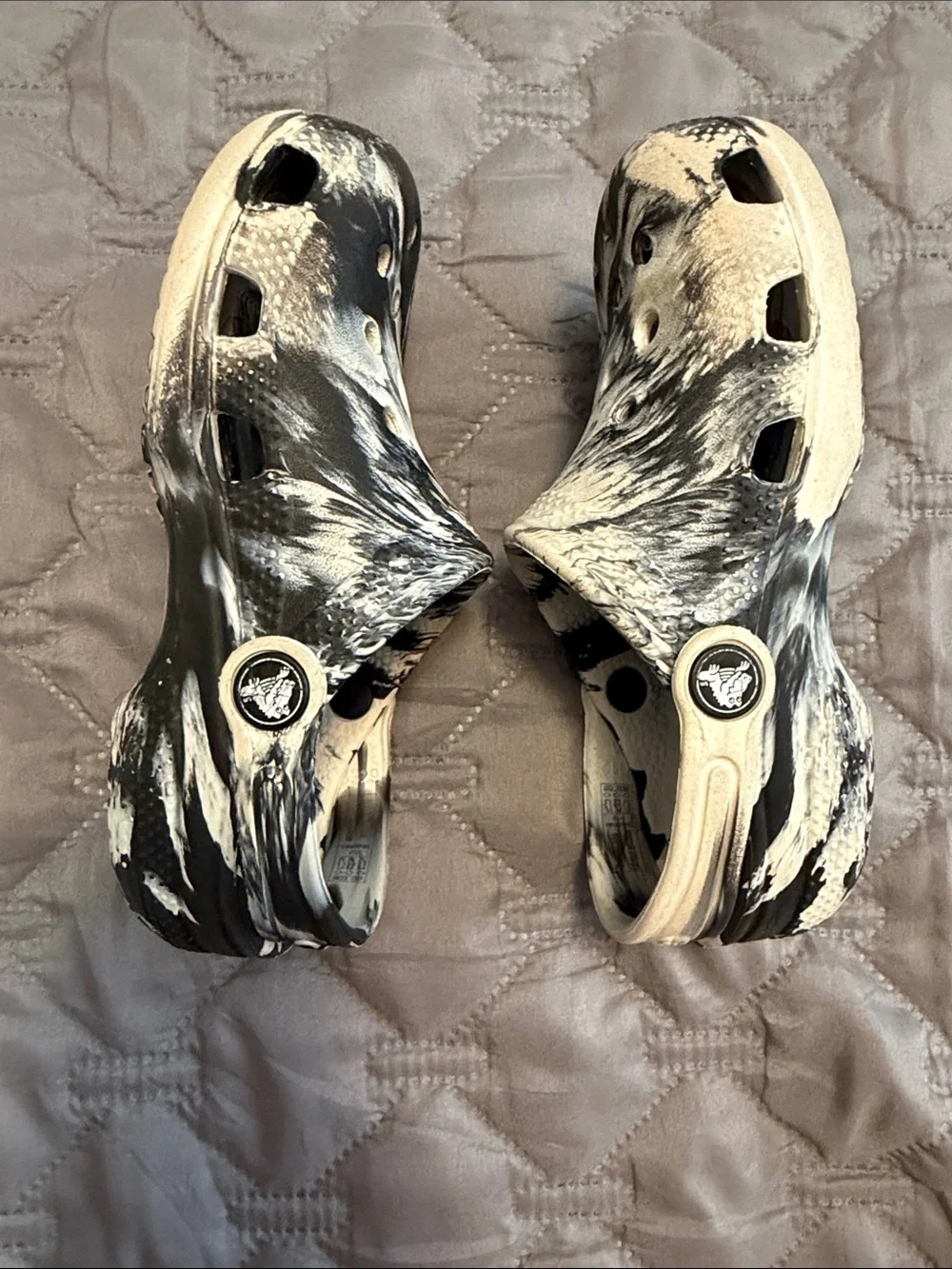 CROCS Kids Clogs — Solid Black & Black/White Marble